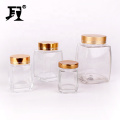 120ml High quality square  food grade glass storage jar kitchen storage jar with screw lid